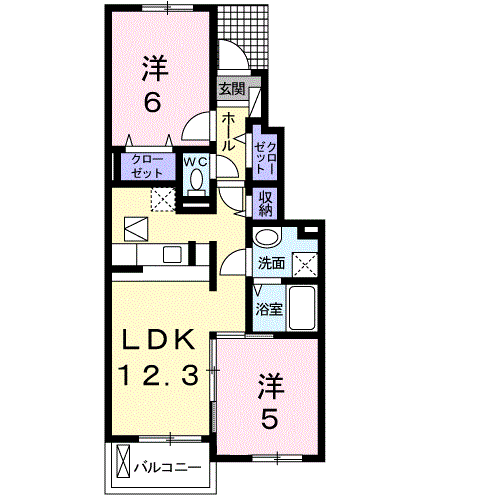モデレートB(2LDK/1階)の間取り写真