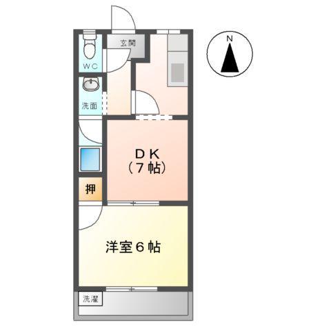 サンパレスITOH(1DK/2階)の間取り写真