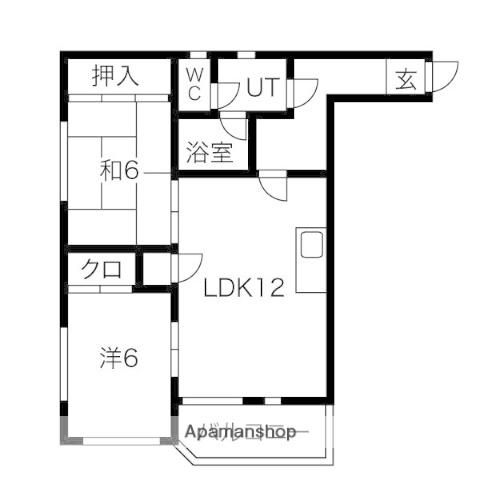 プリンセス高屋(2LDK/3階)の間取り写真