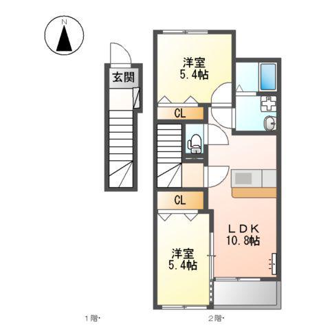 アーバンハウスTⅥ(2LDK/2階)の間取り写真