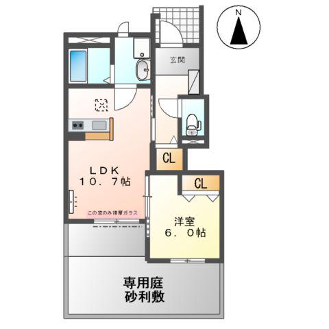 ブライトガーデン(1LDK/1階)の間取り写真