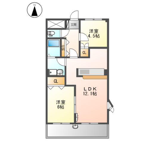 カーサ アニマート(2LDK/3階)の間取り写真