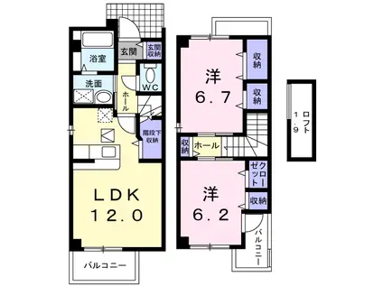 アンルー A(2LDK/1階)の間取り写真