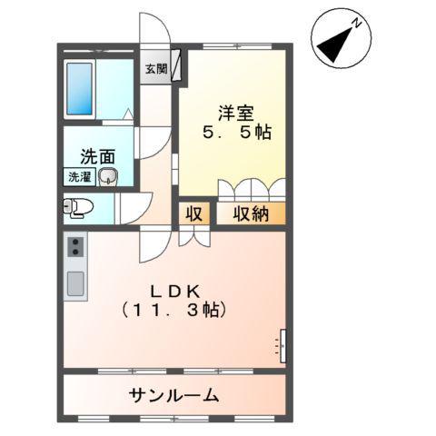 パーシモンあさぎ(1LDK/1階)の間取り写真