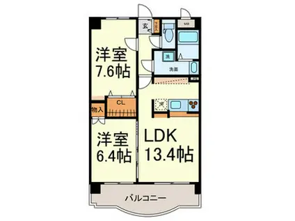セレーナ福田(2LDK/1階)の間取り写真