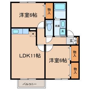 ベルドミール環(2LDK/1階)の間取り写真