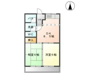 加賀野コーポⅡ(2DK/2階)の間取り写真