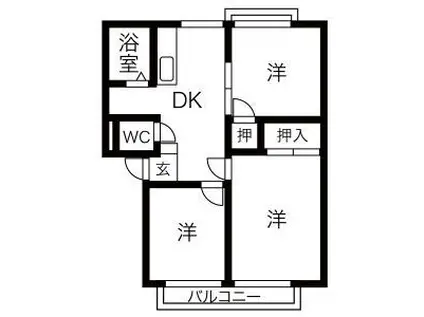 ドリームフォレスト楽田(2LDK/1階)の間取り写真
