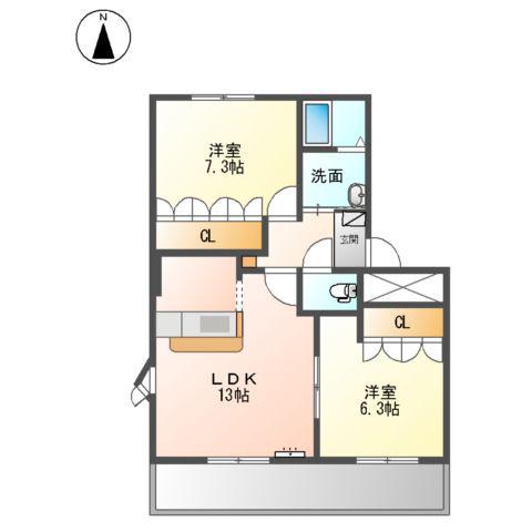 アンジェリーク(2LDK/3階)の間取り写真