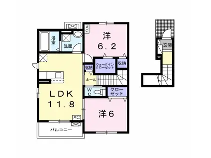 フォロ・ロマーノ B(2LDK/2階)の間取り写真