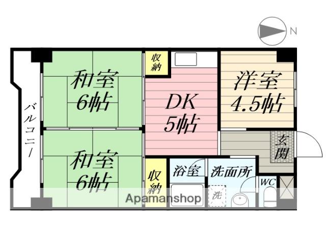 ハイタウンみずほⅢ(3K/6階)の間取り写真