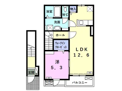 HIRUI TERRAーCE(1LDK/2階)の間取り写真