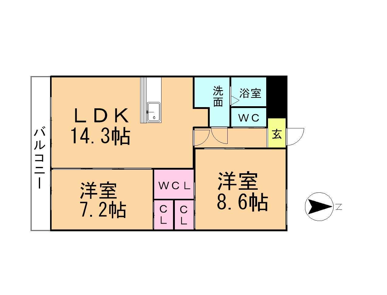 リバーズマンション築捨II(2LDK/4階)の間取り写真