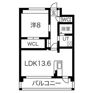 アクシス三本木(1LDK/3階)の間取り写真