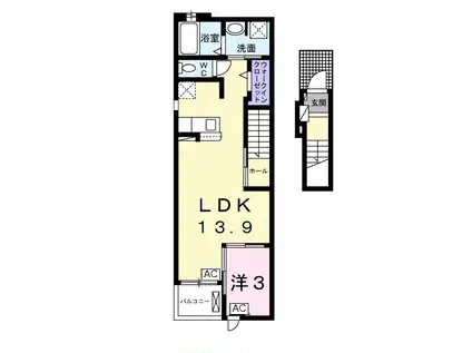 東海道本線 穂積駅 徒歩13分 2階建 築1年(1LDK/2階)の間取り写真