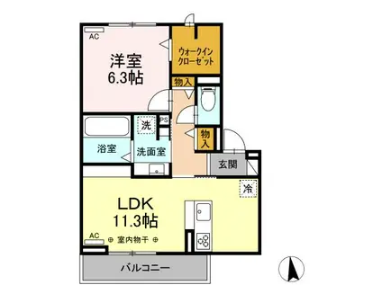 LUXA A棟(1LDK/3階)の間取り写真