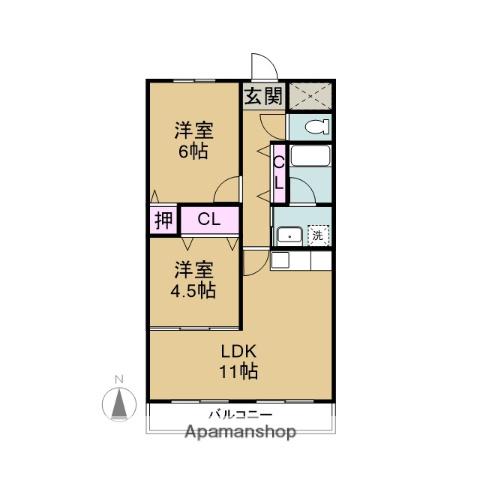 DOMUS(2LDK/1階)の間取り写真