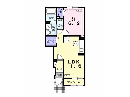 フレイム(1LDK/1階)の間取り写真