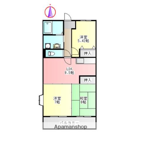 アンシュレール大井(3DK/2階)の間取り写真