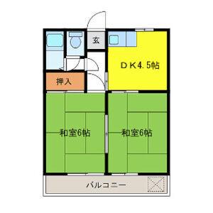 コーポアサノ(2DK/2階)の間取り写真