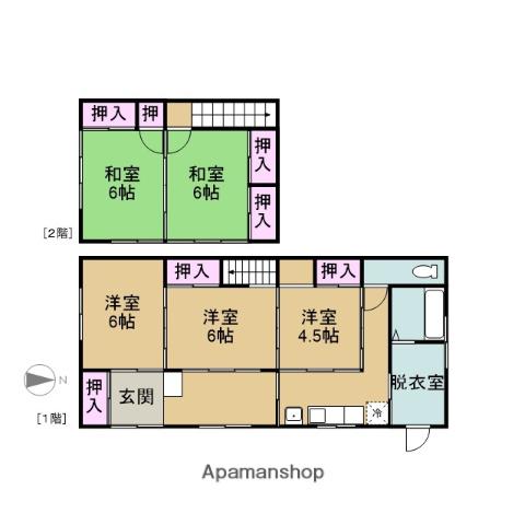 養老鉄道 東赤坂駅 徒歩2分 2階建 築64年(5DK)の間取り写真