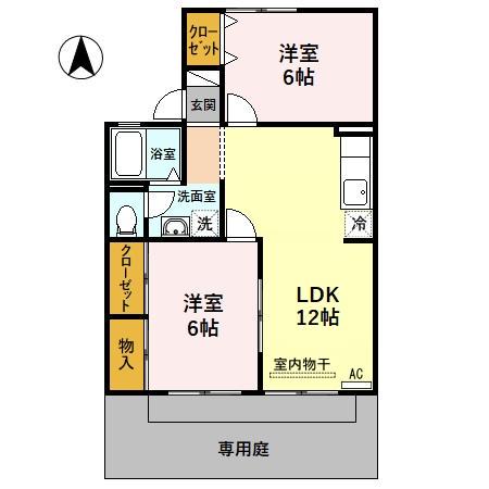 フォーラム ワーゴ(2LDK/1階)の間取り写真