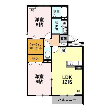 ルミエールA(2LDK/3階)の間取り写真