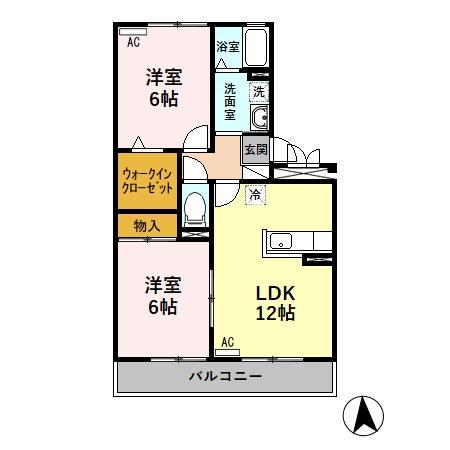 セジュールスリーK・K B(2LDK/3階)の間取り写真