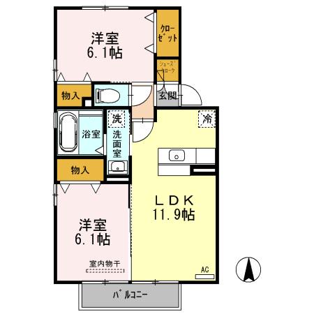 メゾン・ド・ラ・フェルテ(2LDK/2階)の間取り写真