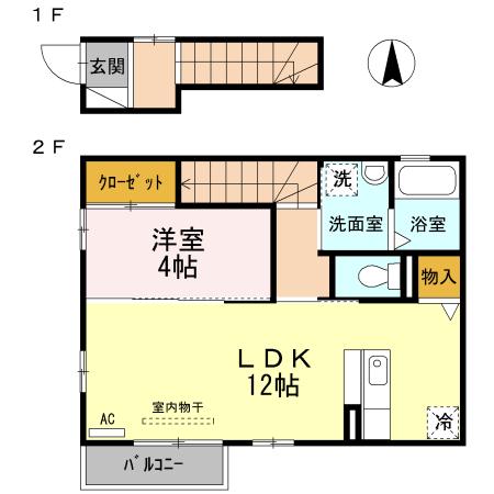 SUN YOU(1LDK/2階)の間取り写真