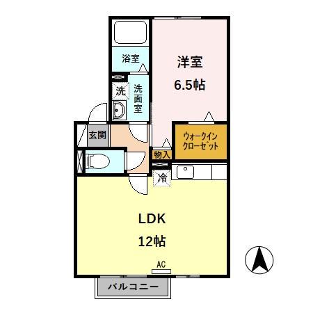 エクセレント瑞穂D(1LDK/2階)の間取り写真