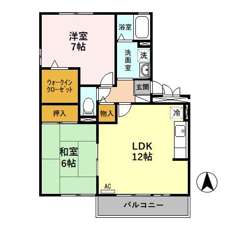 セジュールスリーK・K A棟(2LDK/3階)の間取り写真