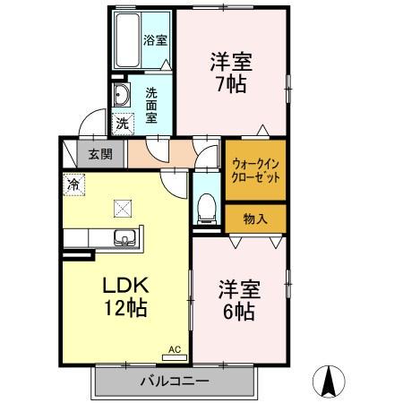 セジュール直江 A棟(2LDK/1階)の間取り写真