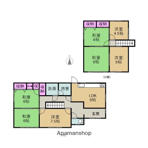 養老鉄道 駒野駅 徒歩47分 2階建 築55年(7LDK)の間取り写真