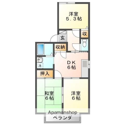 スターハイツ C棟(3DK/2階)の間取り写真