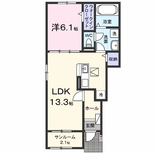 KIRSCHE(1LDK/1階)の間取り写真