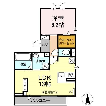 LIEBENKREIS LIEBENリ(1LDK/2階)の間取り写真