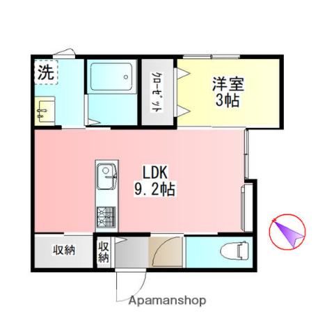 KOS NOGINOMORI(1LDK/2階)の間取り写真