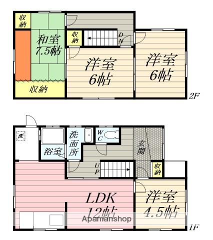 樽見鉄道 北方真桑駅 徒歩23分 2階建 築55年(4LDK)の間取り写真