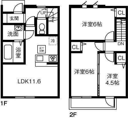 ＭＡＩＳＯＮＥＴＴＥ　ＬＡＮＤ楽田Ｂ(2LDK)の間取り写真