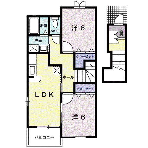 カーサグローリアA(2LDK/2階)の間取り写真