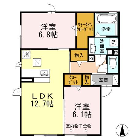 花水木三番館(2LDK/2階)の間取り写真