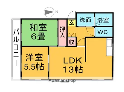 MIWAコーポ(2LDK/2階)の間取り写真