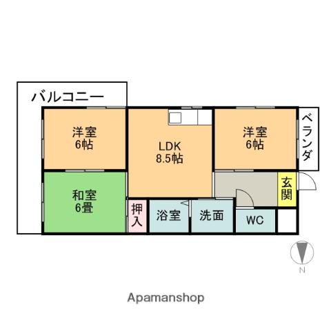 メゾンド佐久間(3LDK/2階)の間取り写真
