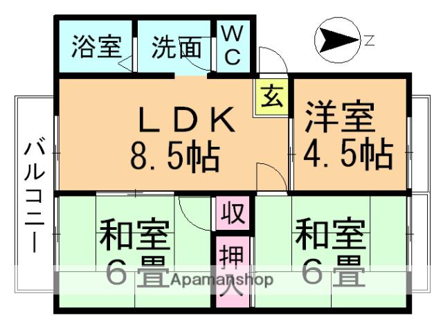 コンフォート東大垣(3DK/1階)の間取り写真