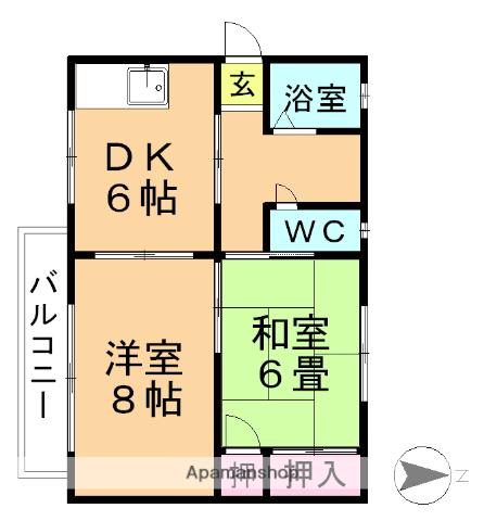 レジデンスサトウ(2DK/1階)の間取り写真