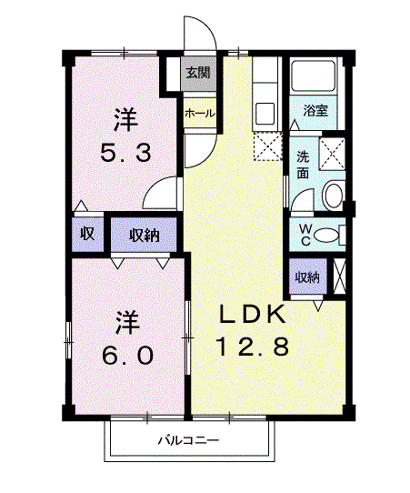 ニューシティー大江Ⅱ(2LDK/2階)の間取り写真