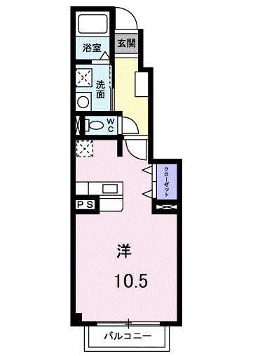 アンピエール(ワンルーム/1階)の間取り写真