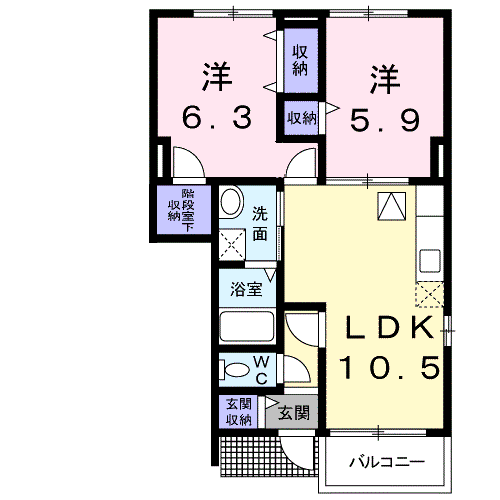 グリーンピ-スA(2LDK/1階)の間取り写真