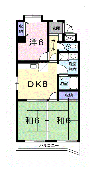 ソシエ221(3DK/2階)の間取り写真